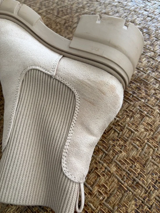 Neutral Beige Chelsea Booties with Stretch Panel - Picture 5 of 7